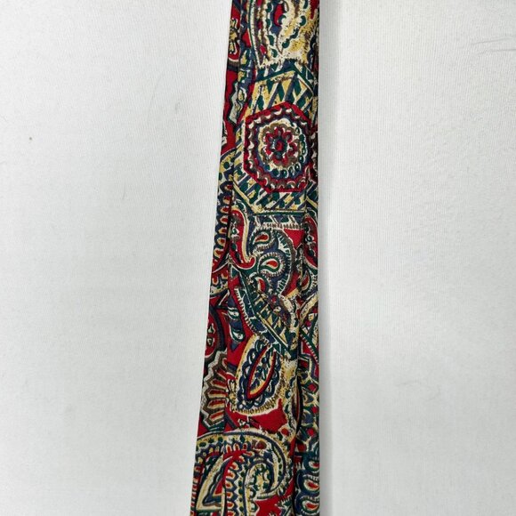 Silk Accents Men’s Neck Tie 4” Maroon Blue Beige Paisley 100% Silk Necktie USA - Picture 7 of 10